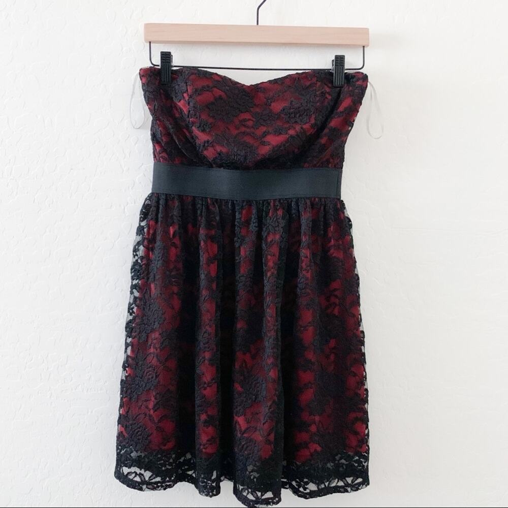 Wet Seal NWT red black lace mini cocktail dress